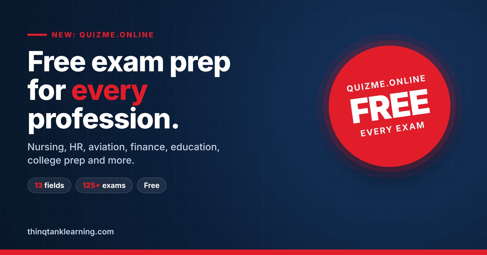 Free exam prep for every profession: QuizMe from thinQtank Learning